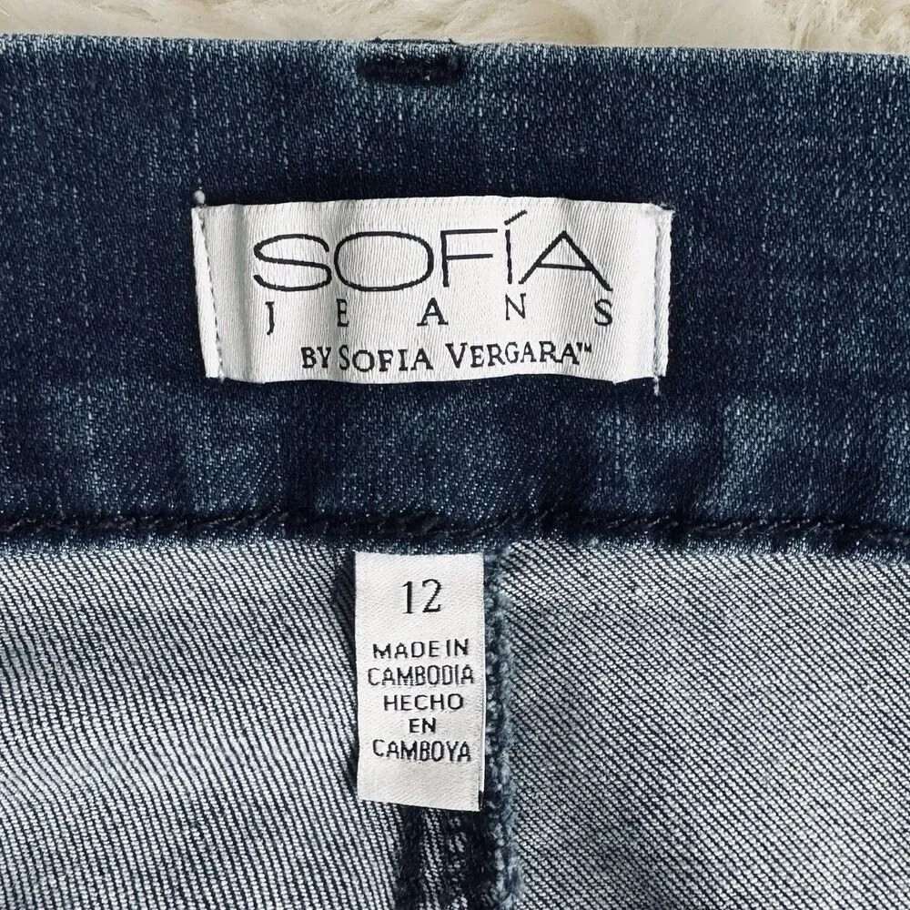Sofia Vergara Lift & Sculpt Capri Jeans 12 (32x24) Hemmed Blue Stretch Womens